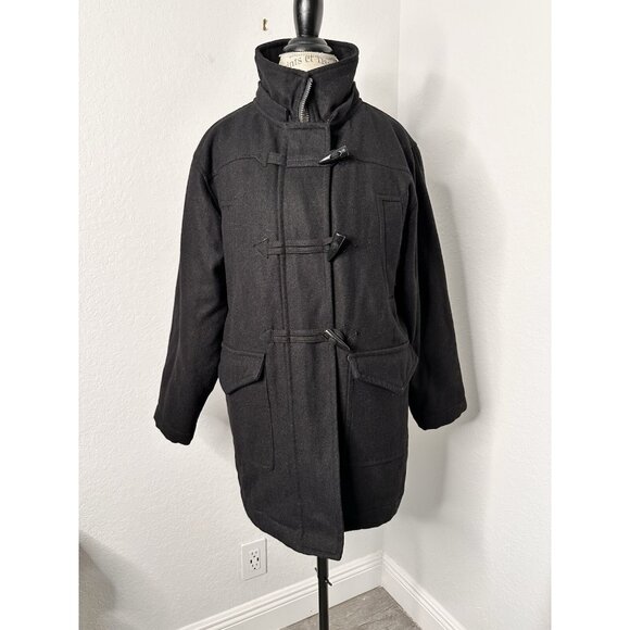 Hawke & Co Women's Size 14/16 Black Wool Blend Snap Jacket Trench Coat
